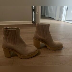 Dolce Vita Tan Suede Platform Ankle Boots